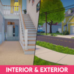Stylized Cartoon House Interior & Exterior