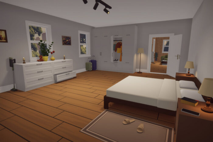 low poly bedroom furniture and decorations