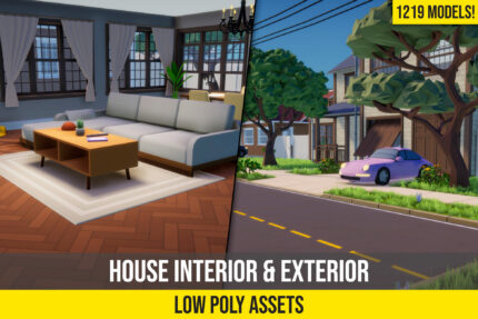 Low Poly Cartoon Houses Interior and Exterior Pack for Unity