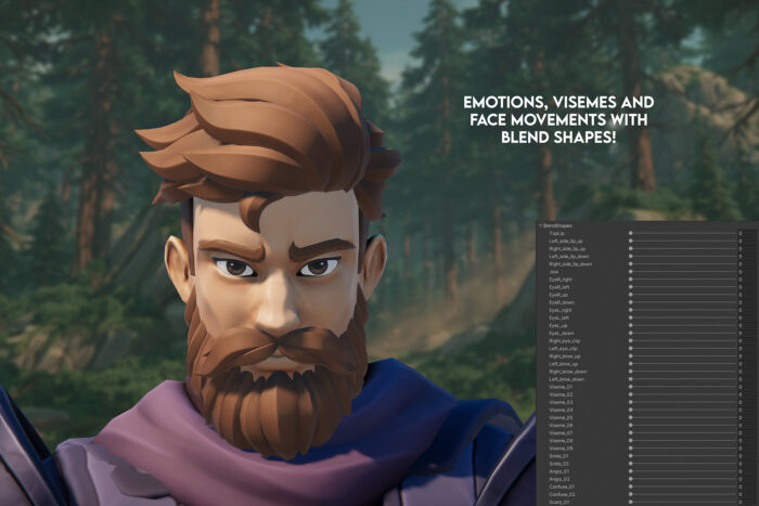 stylized male characters with face animation