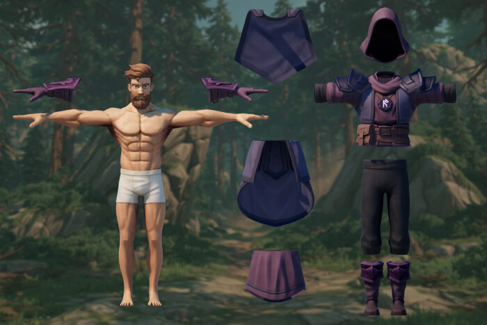 male 3d modular stylized mage character