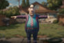 Stylized goofy male character wearing a business suit